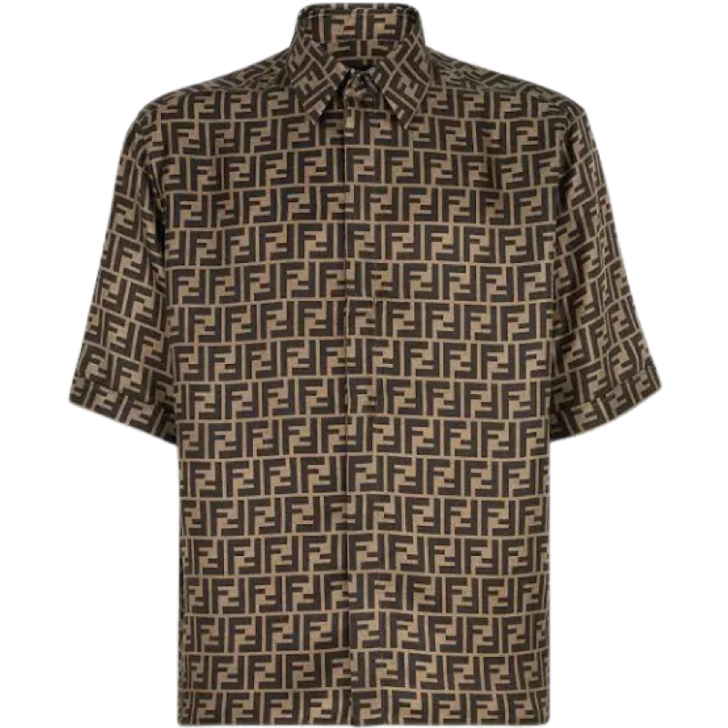 Chemise soie marron Fendi