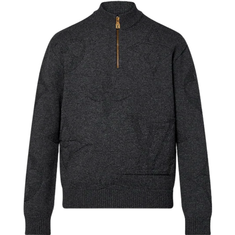 Louis Vuitton Pull Monogram Jacquard semi-zippé en laine