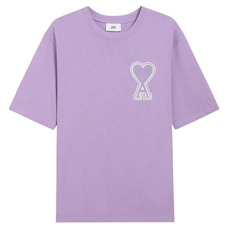 T-shirt Ami violet à logo ami de cœur blanc
