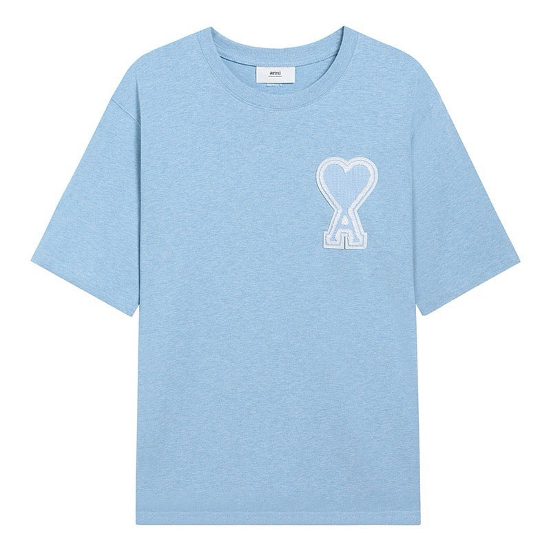T-shirt bleu ciel Ami logo ami de cœur bleu ciel