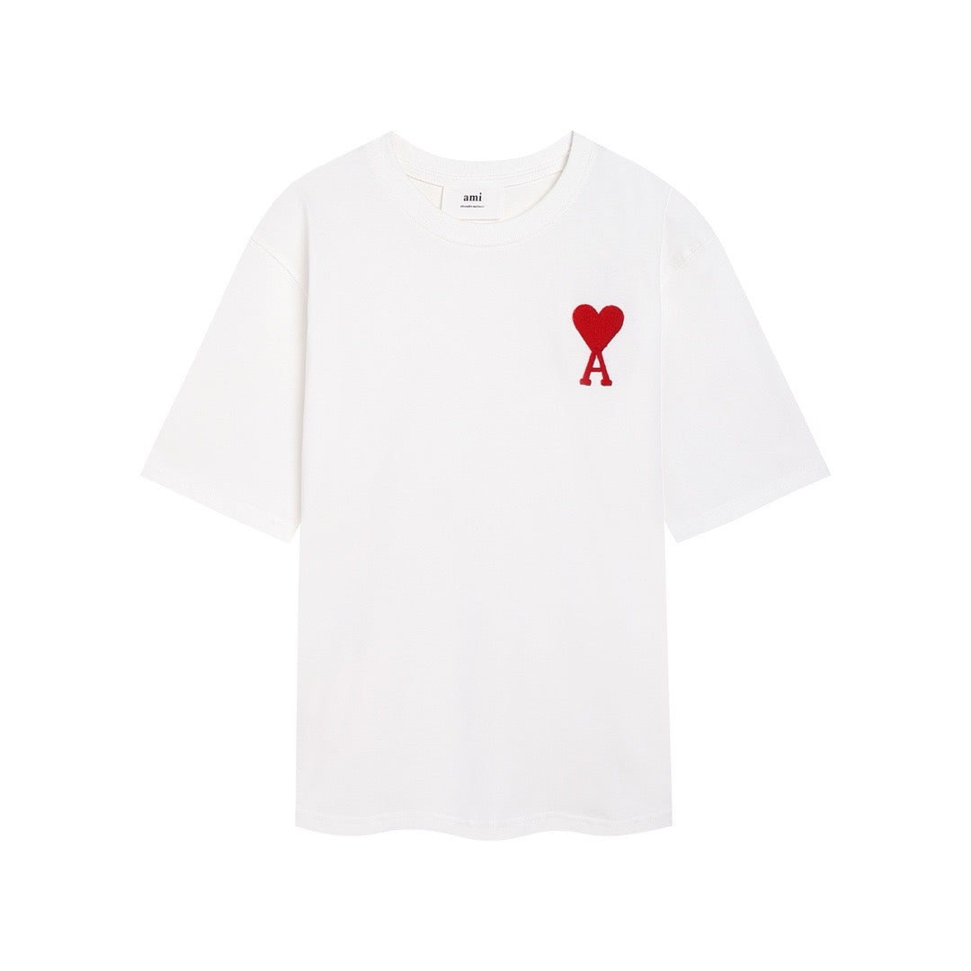 T-shirt blanc ami petit logo ami de cœur rouge