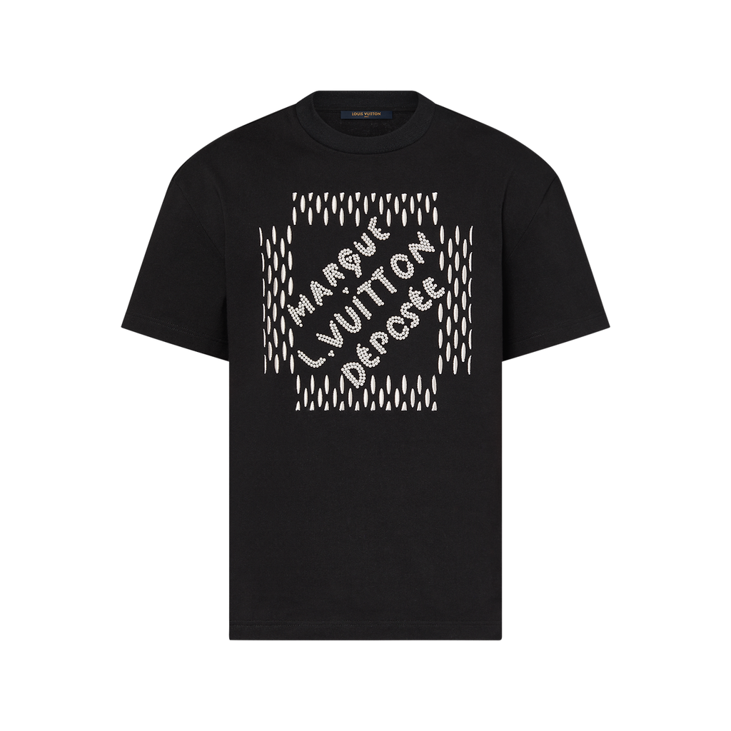 T-shirt à signatures brodées en coton Louis Vuitton