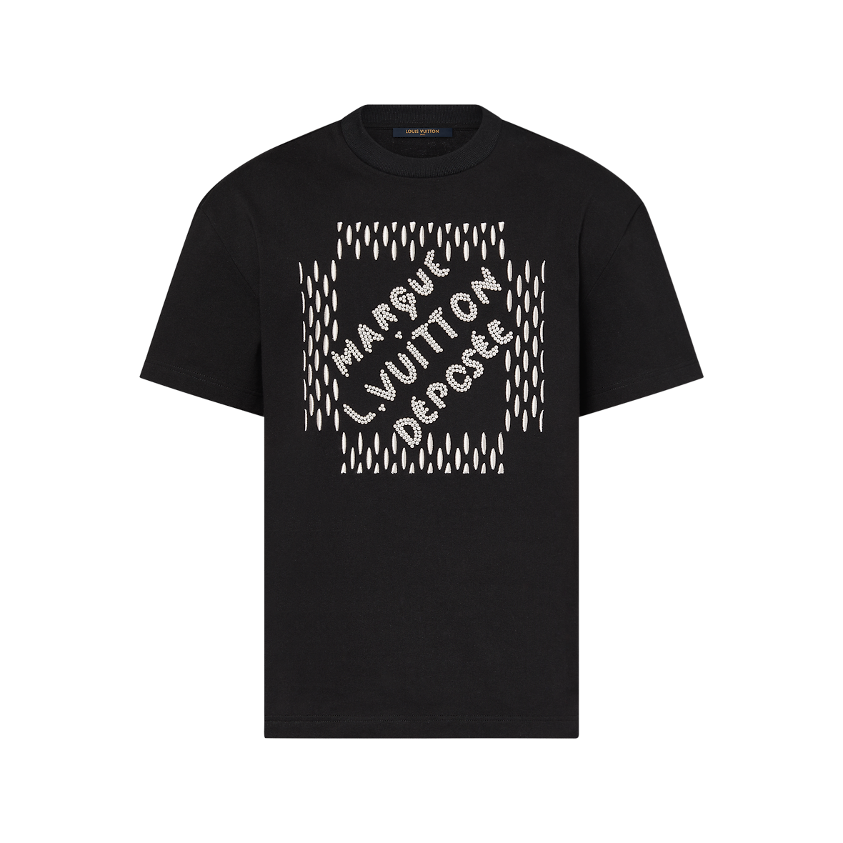 T-shirt à signatures brodées en coton Louis Vuitton