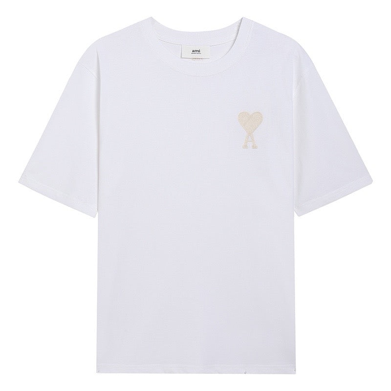 T-shirt blanc ami petit logo ami de cœur beige