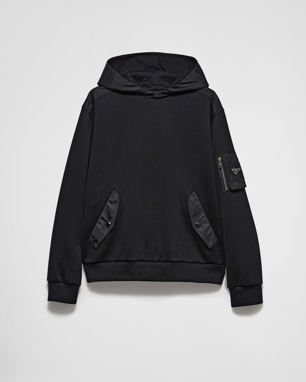 Sweat à capuche en coton molletonné et Re-Nylon Prada
