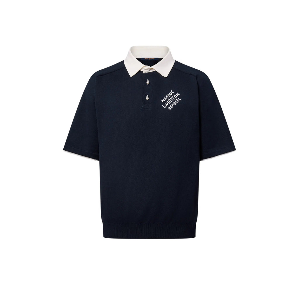 Polo manches courtes brodé en coton mélangé Louis Vuitton