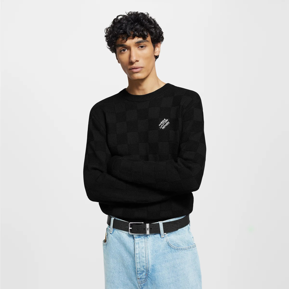 Pull Damier ornementé en laine Louis Vuitton