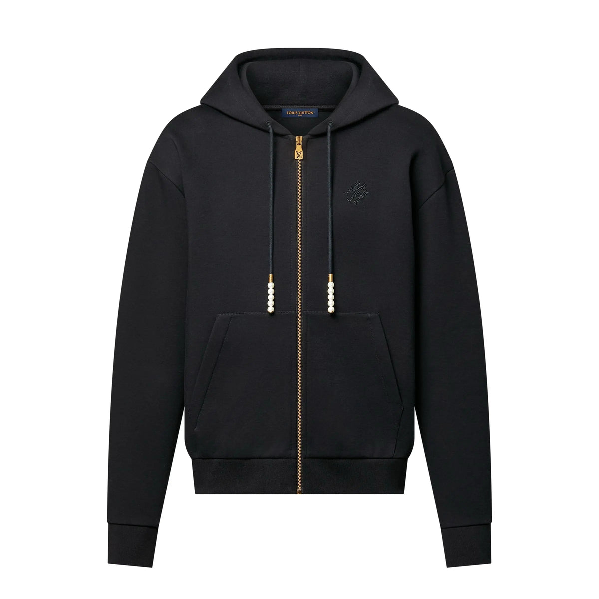 Sweat à capuche zippé brodé en jersey Louis Vuitton