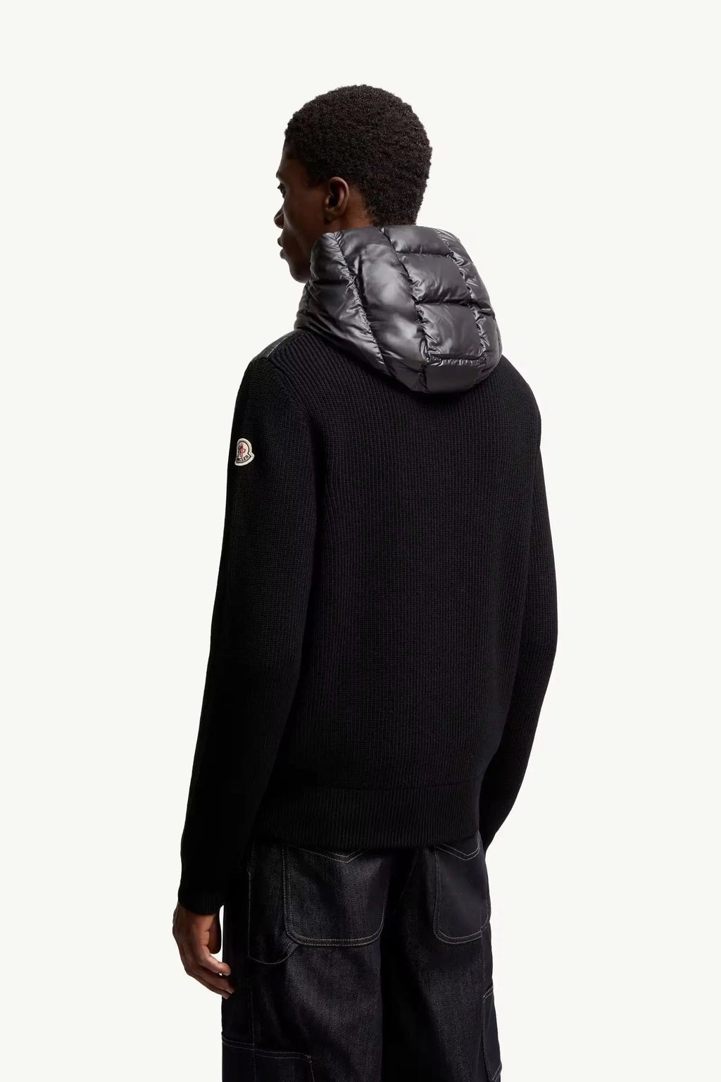 Cardigan zippé matelassé en laine moncler
