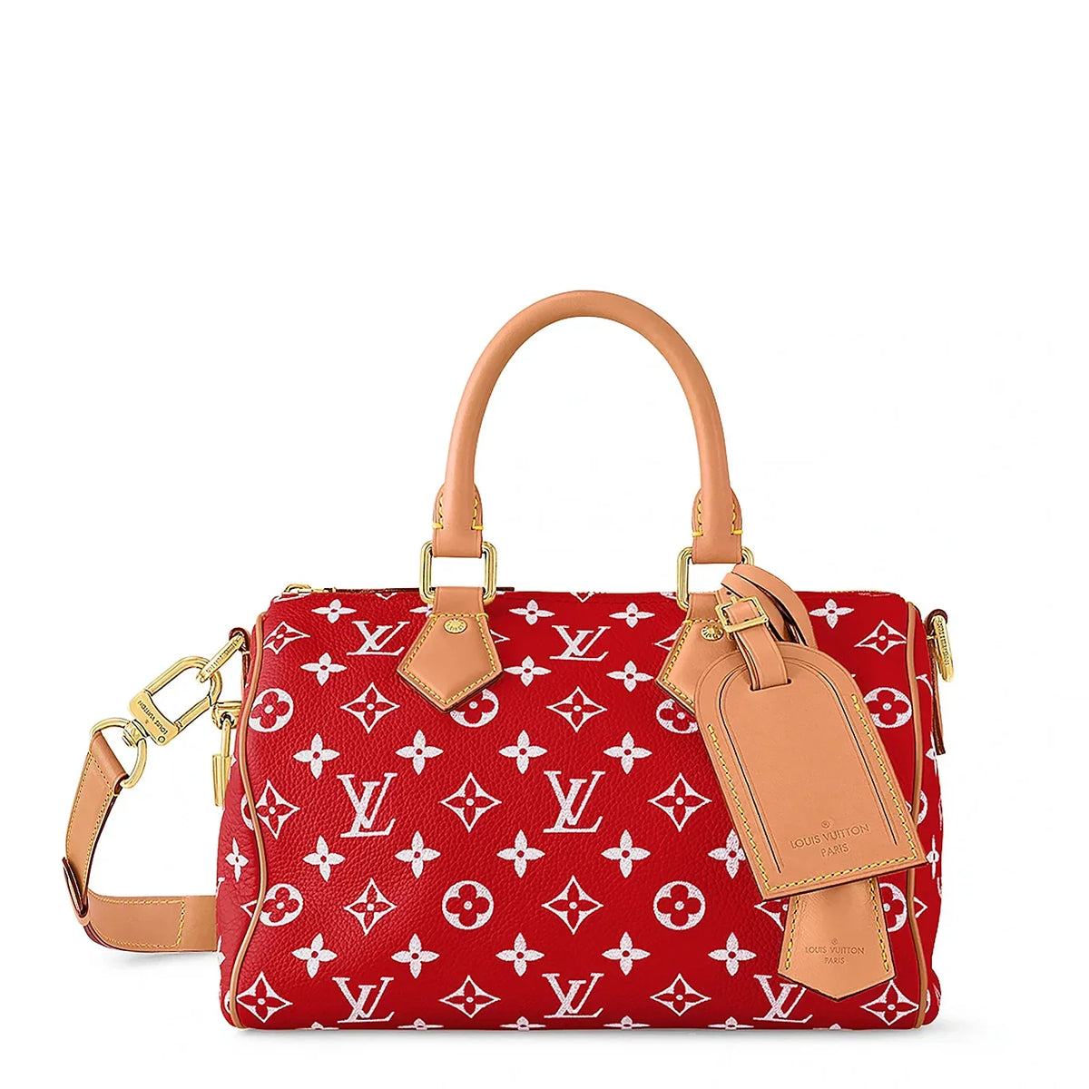 Sacoche à bandoulière Louis Vuitton Monogram Speedy P9 Rouge 25