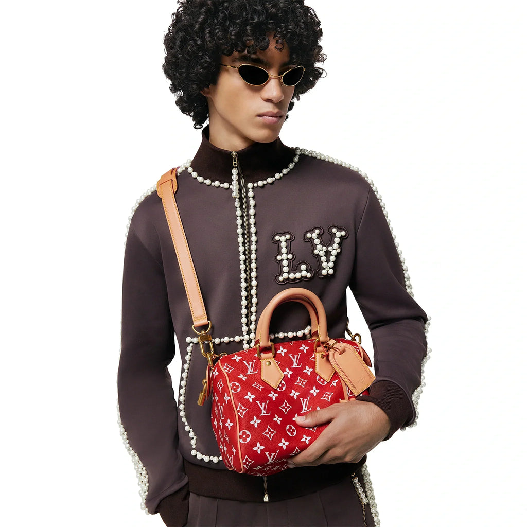 Sacoche à bandoulière Louis Vuitton Monogram Speedy P9 Rouge 25