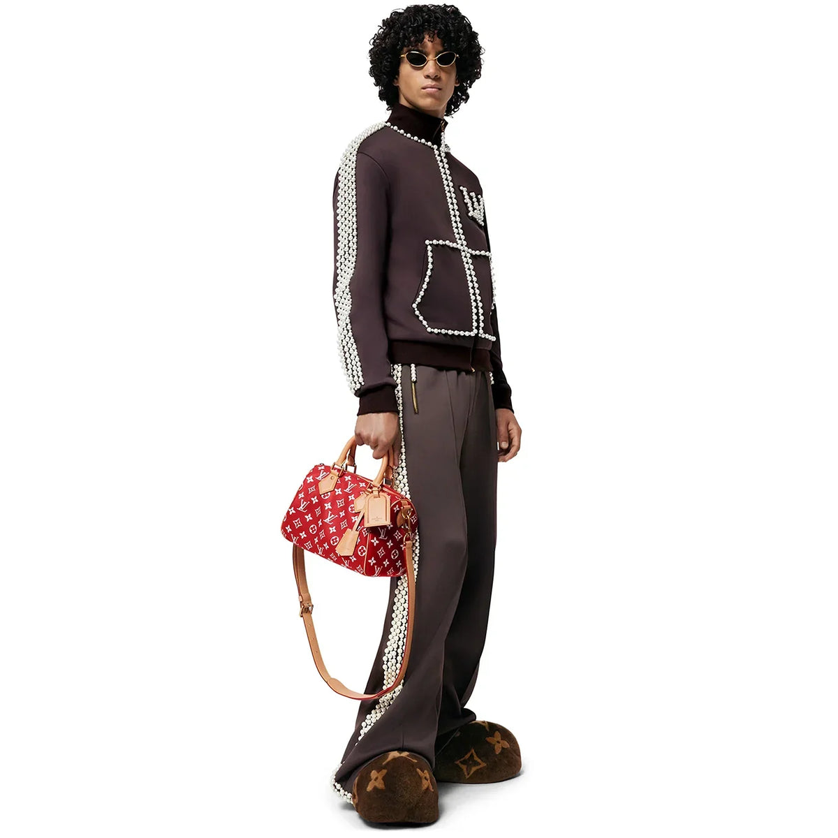Sacoche à bandoulière Louis Vuitton Monogram Speedy P9 Rouge 25