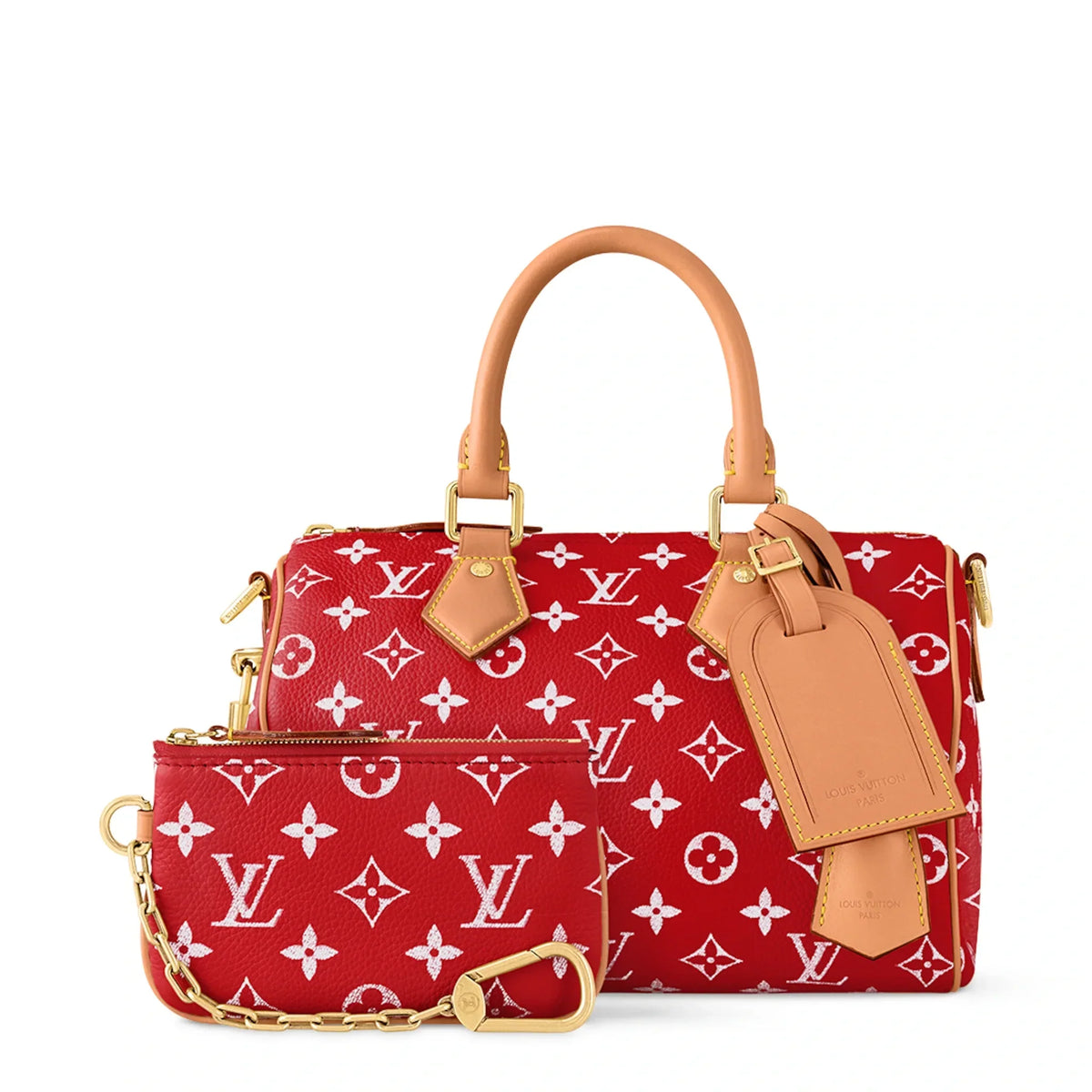 Sacoche à bandoulière Louis Vuitton Monogram Speedy P9 Rouge 25